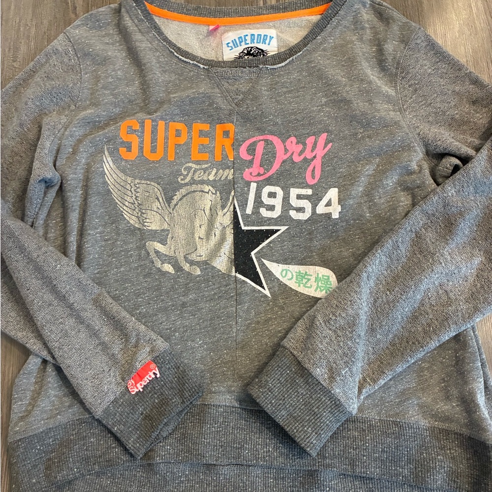 Superdry Gray Graphic Sweatshirt Size XL Star Tiger Sweatshirt Grey